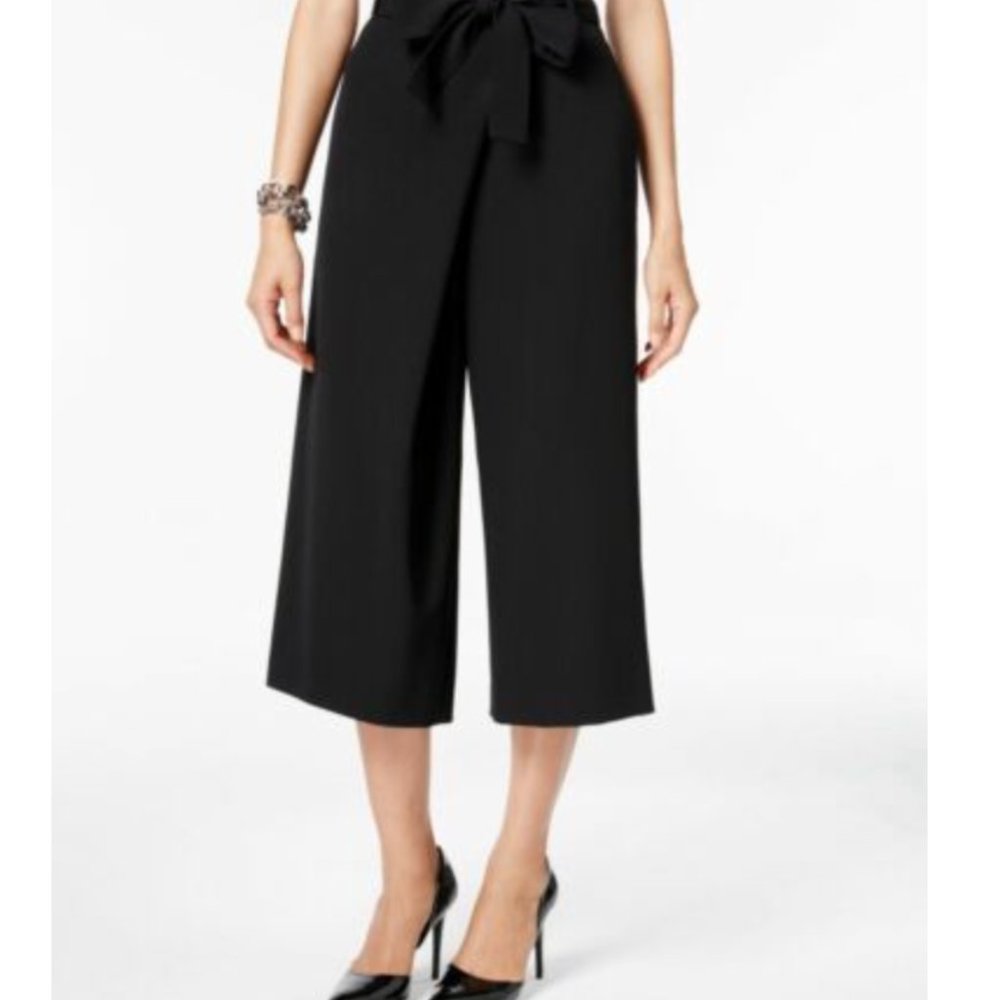 NWT Anne Klein Black Crop Belted Work Pants 4